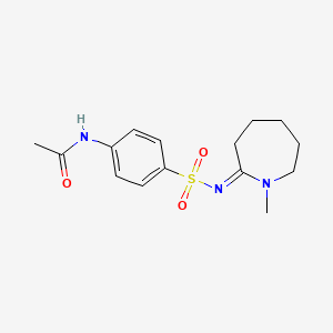 molecular formula C15H21N3O3S B12739439 N-(4-(((Hexahydro-1-methyl-2H-azepin-2-ylidene)amino)sulfonyl)phenyl)acetamide CAS No. 126826-63-9