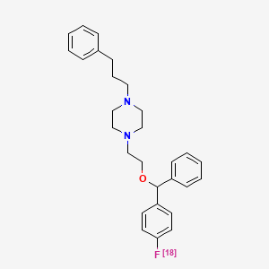 molecular formula C28H33FN2O B12739455 Piperazine, 1-(2-((4-(fluoro-18F)phenyl)phenylmethoxy)ethyl)-4-(3-phenylpropyl)- CAS No. 115216-91-6