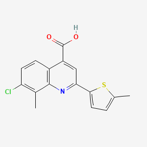 molecular formula C16H12ClNO2S B1273949 7-Chloro-8-methyl-2-(5-methylthiophen-2-yl)quinoline-4-carboxylic acid CAS No. 588696-20-2