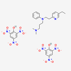 molecular formula C32H35N9O14 B12739550 Pyridine, 2-(2-(N-(3-(dimethylamino)propyl)anilino)ethyl)-5-ethyl-, dipicrate CAS No. 97155-42-5