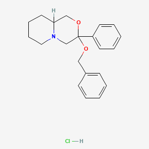 molecular formula C21H26ClNO2 B12739572 Octahydro-3-phenyl-3-(phenylmethoxy)pyrido(2,1-c)(1,4)oxazine hydrochloride CAS No. 126807-00-9