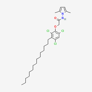 molecular formula C29H43Cl3N2O2 B12739628 Acetamide, N-(2,5-dimethyl-1H-pyrrol-1-yl)-2-(2,4,6-trichloro-3-pentadecylphenoxy)- CAS No. 117554-53-7