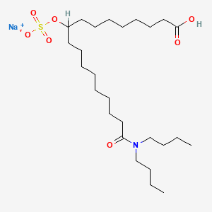molecular formula C26H50NNaO7S B12739646 Octadecanamide, N,N-dibutyl-10-(sulfooxy)-, sodium salt CAS No. 62093-93-0