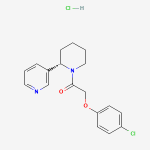 molecular formula C18H20Cl2N2O2 B12739693 Piperidine, 1-((4-chlorophenoxy)acetyl)-2-(3-pyridinyl)-, monohydrochloride, (S)- CAS No. 62784-20-7