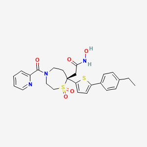 molecular formula C25H27N3O5S2 B12739721 2-[(7S)-7-[5-(4-ethylphenyl)thiophen-2-yl]-1,1-dioxo-4-(pyridine-2-carbonyl)-1,4-thiazepan-7-yl]-N-hydroxyacetamide CAS No. 355847-49-3