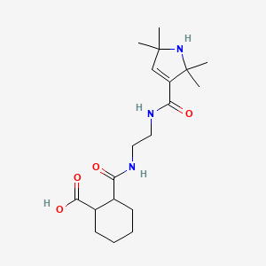 molecular formula C19H31N3O4 B12739741 Cyclohexanecarboxylic acid, 2-(((2-(((2,5-dihydro-2,2,5,5-tetramethyl-1H-pyrrol-3-yl)carbonyl)amino)ethyl)amino)carbonyl)- CAS No. 93799-07-6