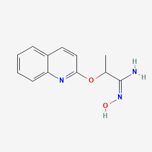 molecular formula C12H13N3O2 B12739923 N-Hydroxy-2-(2-quinolinyloxy)propanimidamide CAS No. 86346-63-6