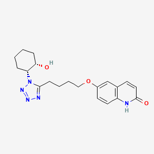 molecular formula C20H25N5O3 B12739952 2(1H)-Quinolinone, 6-(4-(1-((1R,2S)-2-hydroxycyclohexyl)-1H-tetrazol-5-yl)butoxy)-, rel- CAS No. 98360-35-1
