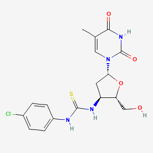 molecular formula C17H19ClN4O4S B12739971 Thymidine, 3'-((((4-chlorophenyl)amino)thioxomethyl)amino)-3'-deoxy- CAS No. 132149-40-7