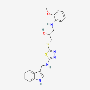 molecular formula C21H23N5O2S2 B12739977 1-(o-Anisidino)-3-((5-((2-indolylmethyl)amino)-2-thiadiazolyl)thio)-2-propanol CAS No. 86717-09-1