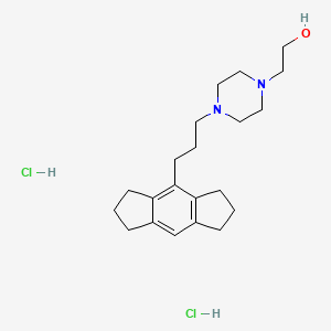 molecular formula C21H34Cl2N2O B12739992 1-Piperazineethanol, 4-(3-(1,2,3,5,6,7-hexahydro-s-indacen-4-yl)propyl)-, dihydrochloride CAS No. 80761-11-1