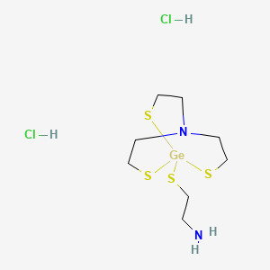 molecular formula C8H20Cl2GeN2S4 B12740061 Ethanamine, 2-(2,8,9-trithia-5-aza-1-germabicyclo(3.3.3)undec-1-ylthio)-, dihydrochloride CAS No. 136884-64-5