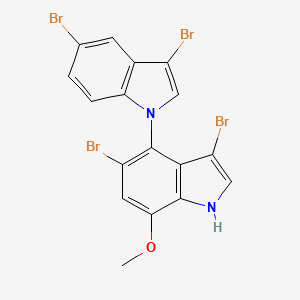 molecular formula C17H10Br4N2O B12740160 Rivularin B CAS No. 81387-86-2