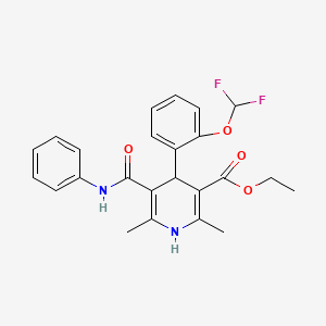 molecular formula C24H24F2N2O4 B12740168 3-Pyridinecarboxylic acid, 1,4-dihydro-4-(2-(difluoromethoxy)phenyl)-2,6-dimethyl-5-((phenylamino)carbonyl)-, ethyl ester CAS No. 110544-73-5