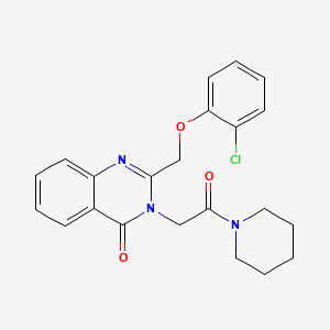 molecular formula C22H22ClN3O3 B12740185 Piperidine, 1-((2-((2-chlorophenoxy)methyl)-4-oxo-3(4H)-quinazolinyl)acetyl)- CAS No. 85063-16-7
