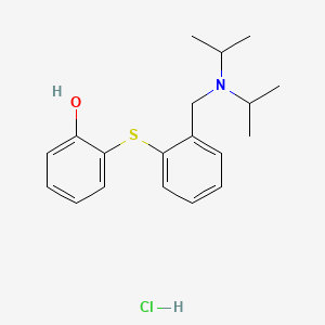 molecular formula C19H26ClNOS B12740231 Phenol, 2-((2-((bis(1-methylethyl)amino)methyl)phenyl)thio)-, hydrochloride CAS No. 127906-69-8