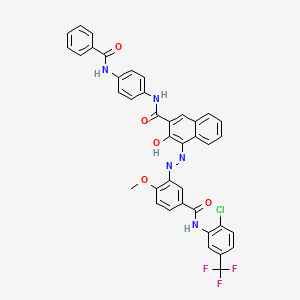 molecular formula C39H27ClF3N5O5 B12740294 N-(4-(Benzoylamino)phenyl)-4-((5-(((2-chloro-5-(trifluoromethyl)phenyl)amino)carbonyl)-2-methoxyphenyl)azo)-3-hydroxynaphthalene-2-carboxamide CAS No. 79665-30-8