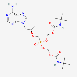molecular formula C21H36N7O8P B12740323 Carbamic acid, (1,1-dimethylethyl)-, (((2-(6-amino-9H-purin-9-yl)-1-methylethoxy)methyl)phosphinylidene)bis(oxymethylene) ester, (R)- CAS No. 201341-09-5
