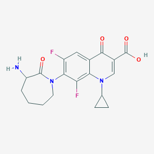 molecular formula C19H19F2N3O4 B127404 3-Quinolinecarboxylic acid, 7-(3-aminohexahydro-2-oxo-1H-azepin-1-yl)-1-cyclopropyl-6,8-difluoro-1,4-dihydro-4-oxo- CAS No. 151895-29-3