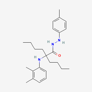 molecular formula C25H37N3O B12740436 Hexanoic acid, 2-butyl-2-((2,3-dimethylphenyl)amino)-, 2-(4-methylphenyl)hydrazide CAS No. 174198-09-5