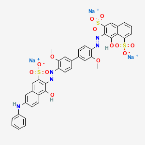 molecular formula C40H28N5Na3O13S3 B12740455 Trisodium 8-hydroxy-7-((4'-((1-hydroxy-6-(phenylamino)-3-sulphonato-2-naphthyl)azo)-3,3'-dimethoxy(1,1'-biphenyl)-4-yl)azo)naphthalene-1,6-disulphonate CAS No. 6655-96-5