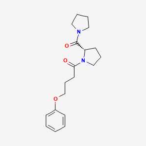 molecular formula C19H26N2O3 B12740490 Pyrrolidine, 1-(1-oxo-4-phenoxybutyl)-2-(1-pyrrolidinylcarbonyl)-, (S)- CAS No. 112603-85-7