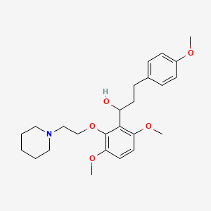 molecular formula C25H35NO5 B12740497 alpha-(3,6-Dimethoxy-2-(2-(1-piperidinyl)ethoxy)phenyl)-4-methoxybenzenepropanol CAS No. 88770-59-6