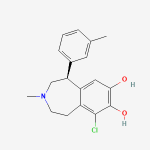 molecular formula C18H20ClNO2 B12740524 1H-3-Benzazepine-7,8-diol, 6-chloro-2,3,4,5-tetrahydro-3-methyl-1-(3-methylphenyl)-, (1S)- CAS No. 652994-68-8