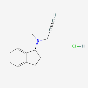 molecular formula C13H16ClN B12740530 N-Methyl-N-2-propynyl-1-indanamine hydrochloride, (R)- CAS No. 136314-72-2