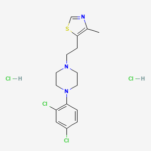 molecular formula C16H21Cl4N3S B12740604 Piperazine, 1-(2,4-dichlorophenyl)-4-(2-(4-methyl-5-thiazolyl)ethyl)-, dihydrochloride CAS No. 89663-27-4