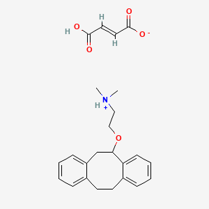 molecular formula C24H29NO5 B12740612 dimethyl-[2-(2-tricyclo[10.4.0.04,9]hexadeca-1(16),4,6,8,12,14-hexaenyloxy)ethyl]azanium;(E)-4-hydroxy-4-oxobut-2-enoate CAS No. 861-48-3
