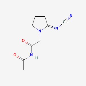 molecular formula C9H12N4O2 B12740632 N-Acetyl-2-(cyanoimino)-1-pyrrolidineacetamide CAS No. 159383-35-4
