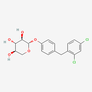 molecular formula C18H18Cl2O5 B12740727 beta-D-Xylopyranoside, 4-((2,4-dichlorophenyl)methyl)phenyl CAS No. 147029-84-3