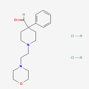 molecular formula C18H28Cl2N2O2 B12740756 4-Piperidinecarboxaldehyde, 1-(2-morpholinoethyl)-4-phenyl-, dihydrochloride CAS No. 94997-59-8