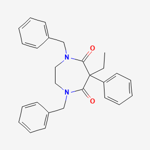 molecular formula C27H28N2O2 B12740812 Dihydro-1,4-bis(phenylmethyl)-6-ethyl-6-phenyl-1H-1,4-diazepine-5,7(2H,6H)-dione CAS No. 95035-91-9