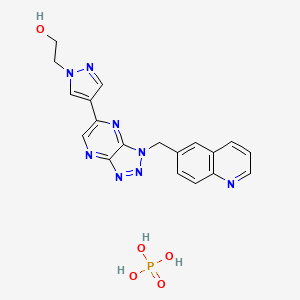molecular formula C19H19N8O5P B12740850 phosphoric acid;2-[4-[3-(quinolin-6-ylmethyl)triazolo[4,5-b]pyrazin-5-yl]pyrazol-1-yl]ethanol CAS No. 1159490-83-1