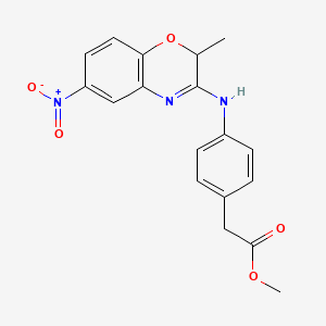 molecular formula C18H17N3O5 B12740972 Methyl 4-((2-methyl-6-nitro-2H-1,4-benzoxazin-3-yl)amino)benzeneacetate CAS No. 109266-84-4