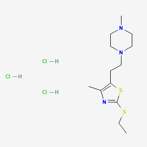 molecular formula C13H26Cl3N3S2 B12741201 Piperazine, 1-(2-(2-(ethylthio)-4-methyl-5-thiazolyl)ethyl)-4-methyl-, trihydrochloride CAS No. 89663-33-2
