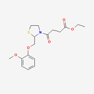 molecular formula C17H23NO5S B12741816 Ethyl 2-((2-methoxyphenoxy)methyl)-gamma-oxo-3-thiazolidinebutanoate CAS No. 103182-39-4