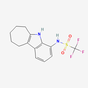 molecular formula C14H15F3N2O2S B12741828 Methanesulfonamide, N-(5,6,7,8,9,10-hexahydrocyclohept(b)indol-4-yl)-1,1,1-trifluoro- CAS No. 114991-55-8