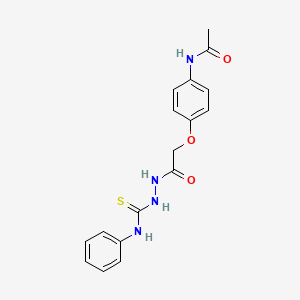 molecular formula C17H18N4O3S B12741844 Acetic acid, (4-(acetylamino)phenoxy)-, 2-((phenylamino)thioxomethyl)hydrazide CAS No. 151392-08-4