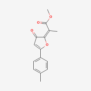 molecular formula C15H14O4 B12741921 Methyl 2-(5-(4-methylphenyl)-3-oxo-2(3H)-furanylidene)propanoate CAS No. 139266-43-6