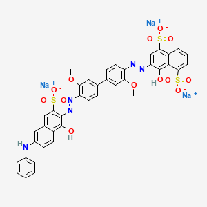 molecular formula C40H28N5Na3O13S3 B12741922 Trisodium 4-hydroxy-3-((4'-((1-hydroxy-6-(phenylamino)-3-sulphonato-2-naphthyl)azo)-3,3'-dimethoxy(1,1'-biphenyl)-4-yl)azo)naphthalene-1,5-disulphonate CAS No. 94944-81-7