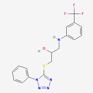 molecular formula C17H16F3N5OS B12742004 1-((1-Phenyl-1H-tetrazol-5-yl)thio)-3-((3-(trifluoromethyl)phenyl)amino)-2-propanol CAS No. 133506-52-2