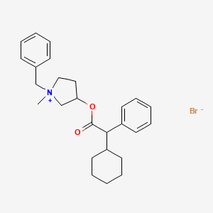 molecular formula C26H34BrNO2 B12742007 1-Benzyl-3-hydroxy-1-methylpyrrolidinium bromide alpha-phenylcyclohexaneacetate CAS No. 102584-61-2