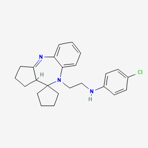 molecular formula C24H28ClN3 B12742103 Spiro(benzo(b)cyclopenta(e)(1,4)diazepine-10(9H),1'-cyclopentane)-9-ethanamine, 1,2,3,10a-tetrahydro-N-(4-chlorophenyl)- CAS No. 133307-94-5