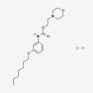 molecular formula C20H33ClN2O4 B12742182 Carbamic acid, (3-(heptyloxy)phenyl)-, 2-(morpholino)ethyl ester, monohydrochloride CAS No. 112923-01-0