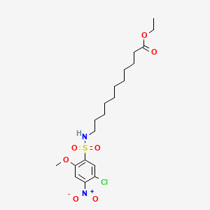 molecular formula C20H31ClN2O7S B12742189 Ethyl 11-(((5-chloro-2-methoxy-4-nitrophenyl)sulfonyl)amino)undecanoate CAS No. 85844-56-0