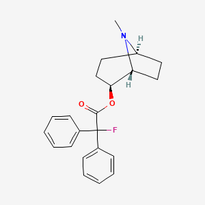 molecular formula C22H24FNO2 B12742207 1-alpha-H,5-alpha-H-Tropan-2-alpha-ol, diphenylfluoroacetate (ester), (+)- CAS No. 87421-57-6