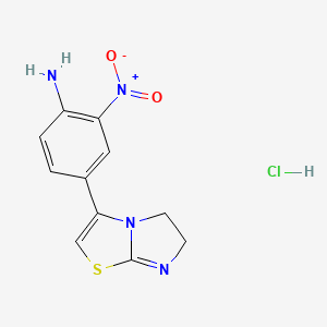 molecular formula C11H11ClN4O2S B12742252 Benzenamine, 4-(5,6-dihydroimidazo(2,1-b)thiazol-3-yl)-2-nitro-, monohydrochloride CAS No. 130623-68-6
